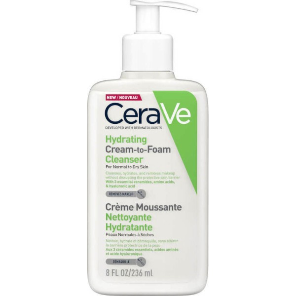 CeraVe Αφρός Ντεμακιγιάζ Hydrating για Ξηρές Επιδερμίδες 236ml