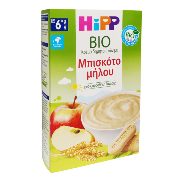 Hipp Bio Κρέμα Δημητριακών με Μπισκότο Μήλου από τον 6ο μήνα 250gr