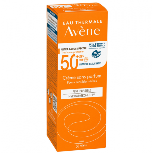 Avene Eau Thermale Cream Sans Parfum SPF50+ Αντιηλιακή Κρέμα Προσώπου Χωρίς Άρωμα για Ξήρο Ευαίσθητο Δέρμα 50ml