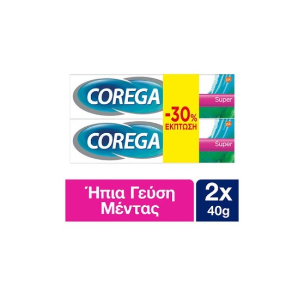 Corega Super Promo (-30% Έκπτωση) Στερεωτική Κρέμα Για Τεχνητή Οδοντοστοιχία 2Χ40gr