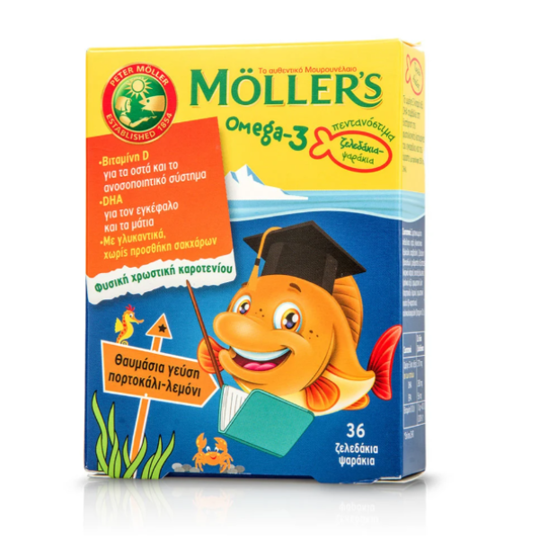 Moller's Ω3, 36gummies ΜΟΥΡΟΥΝΕΛΑΙΑ - ΩΜΕΓΑ ΛΙΠΑΡΑ ΟΞΕΑ ΓΙΑ ΠΑΙΔΙΑ