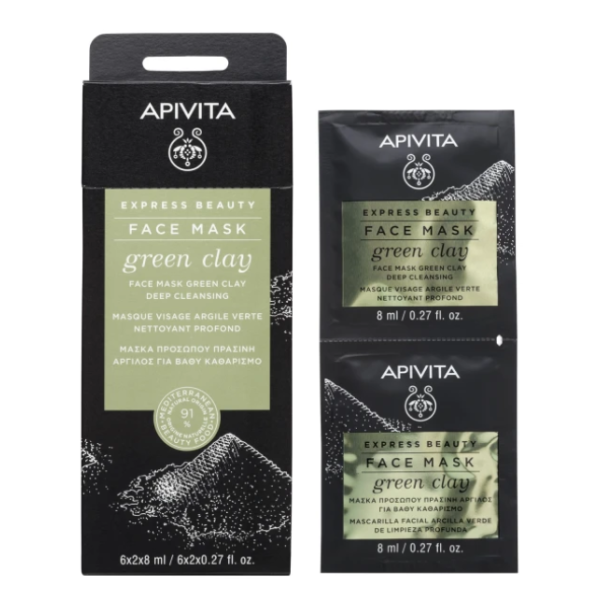 Apivita Express Beauty Μάσκα Προσώπου με Πράσινη Άργιλο για Βαθύ Καθαρισμό 2x8ml Apivita Express Beauty Μάσκα Προσώπου με Πράσινη Άργιλο για Βαθύ Καθαρισμό 2x8ml