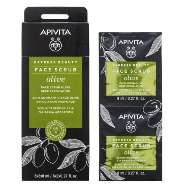 Apivita Express Beauty Scrub Προσώπου με Ελιά για Βαθιά Απολέπιση 2x8ml