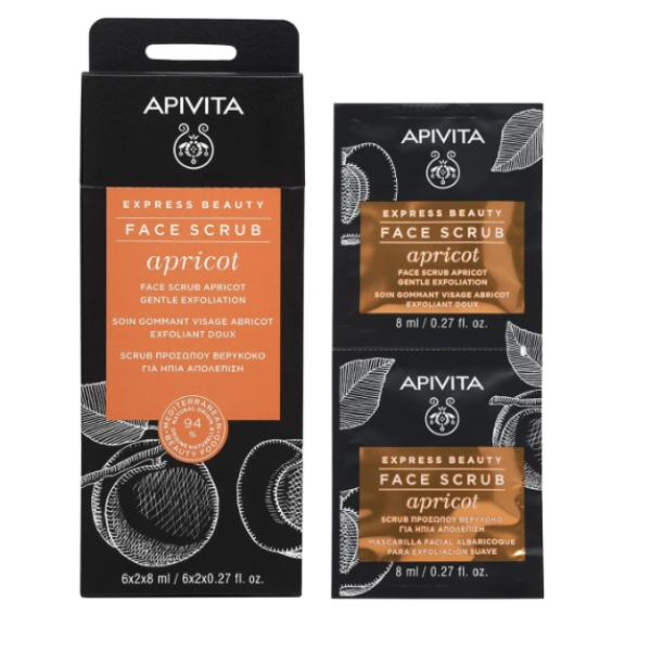 Apivita Express Beauty Apricot Scrub Προσώπου με Βερύκοκο για Ήπια Απολέπιση, 2x8ml Apivita Express Beauty Apricot Scrub Προσώπου με Βερύκοκο για Ήπια Απολέπιση, 2x8ml