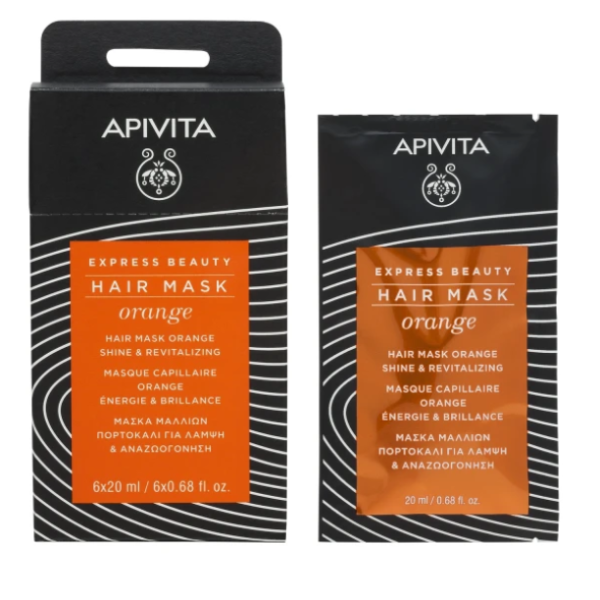 Apivita Express Beauty Μάσκα Μαλλιών Λάμψης & Αναζωογόνησης με Πορτοκάλι 20ml