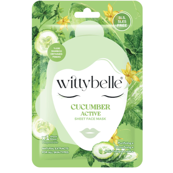 WITTYBELLE CUCUMBER ACTIVE SHEET FACE MASK WITTYBELLE CUCUMBER ACTIVE SHEET FACE MASK