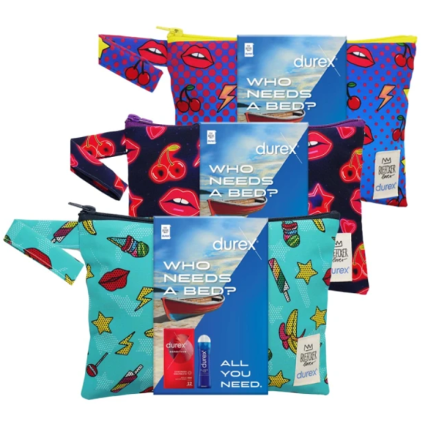 Durex Summer x Bleecker & Love Promo Προφυλακτικά Sensitive 12τμχ & Λιπαντικό Classic H2O, 50ml + Αδιάβροχο Νεσεσέρ