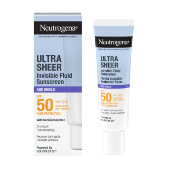 Neutrogena Ultra Sheer Invisible Fluid Age Shield, Αντηλιακό Προσώπου SPF50 για Μείωση των Σκούρων Κηλίδων & Πρόληψη των Ρυτίδων, 50ml Neutrogena Ultra Sheer Invisible Fluid Age Shield, Αντηλιακό Προσώπου SPF50 για Μείωση των Σκούρων Κηλίδων & Πρόληψη των Ρυτίδων, 50ml