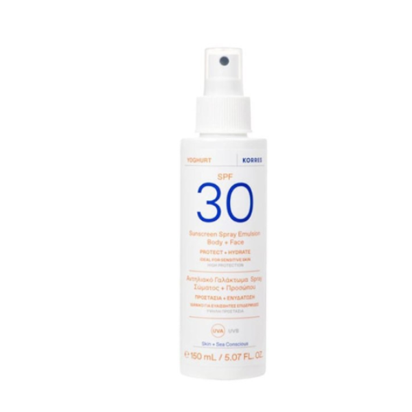 Korres Yoghurt Sunscreen Spray Emulsion Body & Face SPF30 Αντηλιακό Γαλάκτωμα Σπρέι για Σώμα & Πρόσωπο, 150ml Korres Yoghurt Sunscreen Spray Emulsion Body & Face SPF30 Αντηλιακό Γαλάκτωμα Σπρέι για Σώμα & Πρόσωπο, 150ml