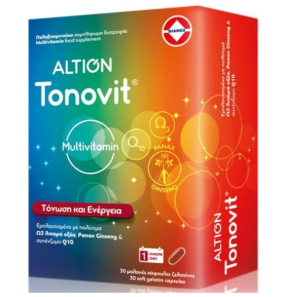 Altion Tonovit Multivitamin για Τόνωση & Ενέργεια, 30 Soft Gelatin Capsules Altion Tonovit Multivitamin για Τόνωση & Ενέργεια, 30 Soft Gelatin Capsules