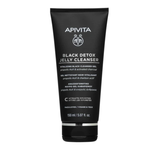 Apivita Black Detox Cleansing Jelly, Μαύρο Gel Καθαρισμού Πρόσωπο & Μάτια με Πρόπολη & Ενεργός Άνθρακα 150ml Apivita Black Detox Cleansing Jelly, Μαύρο Gel Καθαρισμού Πρόσωπο & Μάτια με Πρόπολη & Ενεργός Άνθρακα 150ml