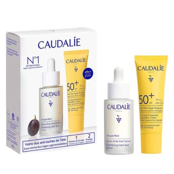 Caudalie Dark-Spot Correcting Summer Duo Promo Vinoperfect Brightening Dark Spot Serum Ορός Προσώπου Λάμψης για Πανάδες, 30ml & Vinosun Lightweight Cream Αντηλιακή Κρέμα Ελαφριάς Υφής SPF50+, 20ml, 1σετ