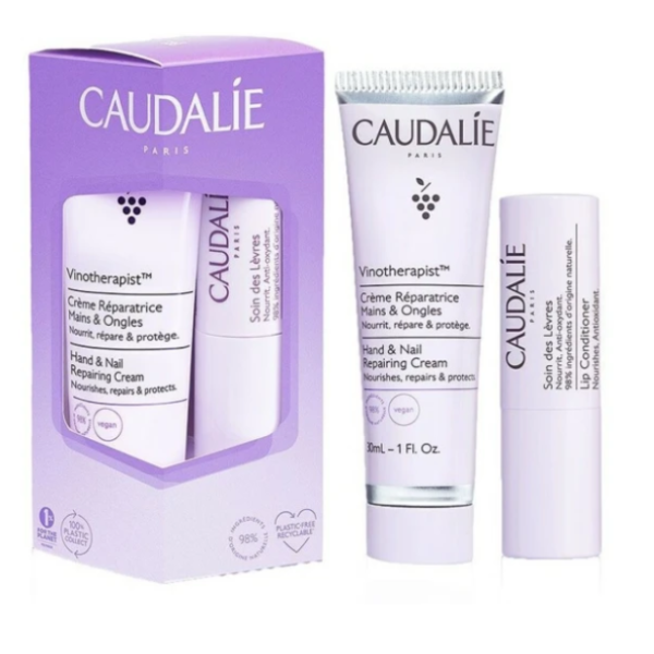 Caudalie Promo Vinotherapist Lip & Hand Duo Κρέμα Χεριών, Νυχιών, 30ml & Δώρο Lip Conditioner Ενυδατικό Stick Χειλιών, 4,5gr, 1σετ
