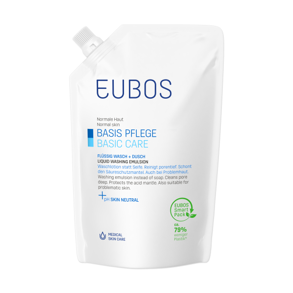  Eubos Refill Blue, Υγρό Καθαρισμού αντί Σαπουνιού Χωρίς Άρωμα, Ανταλλακτικό 400 ml