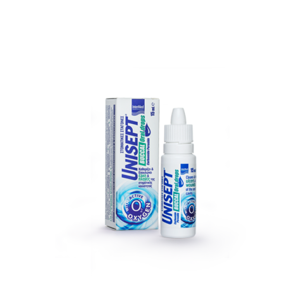  Intermed Unisept Buccal Drops Ισχυρή Καθαριστική & Επουλωτική Δράση 15ml