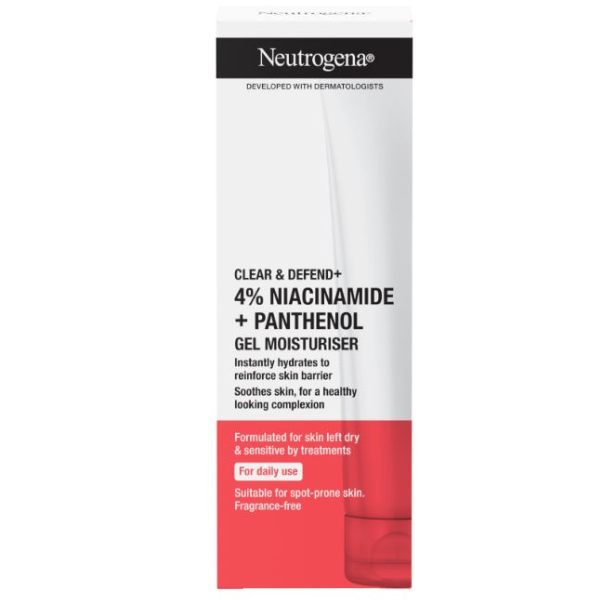 Neutrogena Clear & Defend+ 4% Niacinamide & Panthenol Gel Moisturiser Ενυδατικό Τζελ Προσώπου, 50ml