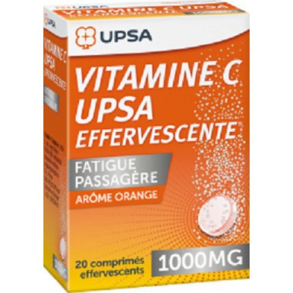Upsavit-C Vitamin C 1000mg - Συμπλήρωμα Διατροφής Βιταμίνης C, 20 αναβράζοντα δισκία με γεύση πορτοκάλι