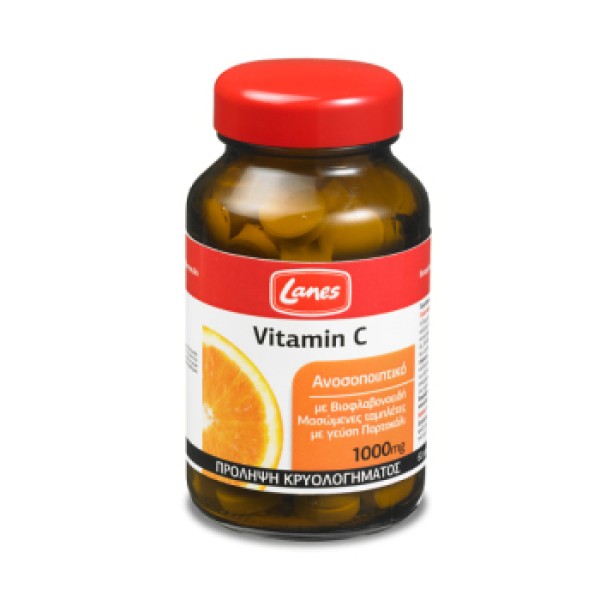  Lanes Vitamin C 1000mg Orange, Βιταμίνη C, Ανοσοποιητικό με Γεύση Πορτοκάλι, Μασώμενα 60tabs