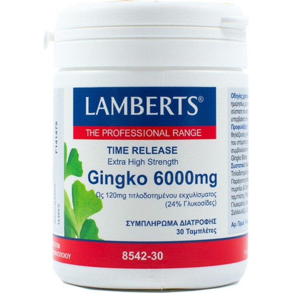 Lamberts Ginkgo Biloba 6000mg 30 ταμπλέτες