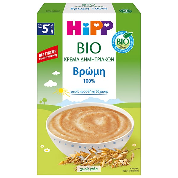 Hipp Bio Κρέμα Δημητριακών με Βρώμη 100% με Γλουτένη από τον 5 μήνα, 200g Hipp Bio Κρέμα Δημητριακών με Βρώμη 100% με Γλουτένη από τον 5 μήνα, 200g