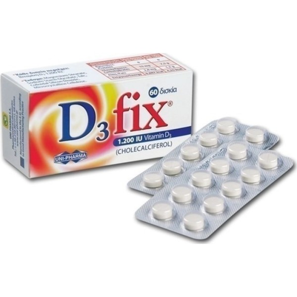 Uni-Pharma D3 Fix Βιταμίνη D3 1.200IU 60 ταμπλέτες Uni-Pharma D3 Fix Βιταμίνη D3 1.200IU 60 ταμπλέτες